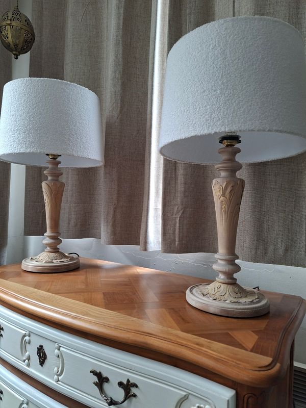 Lot de 2 lampes "bois naturel"
