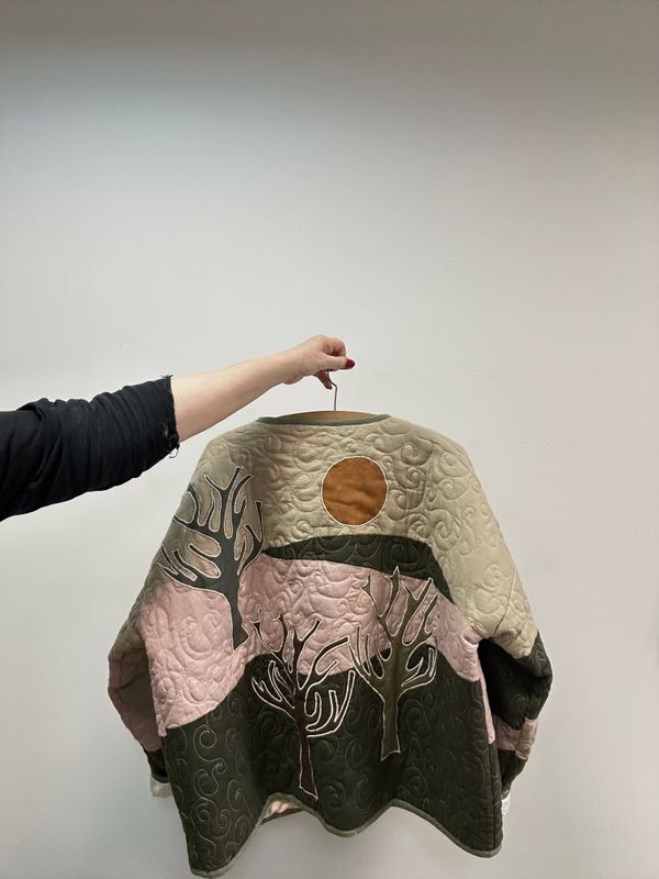 Kurtka patchworkowa lniana Leśna Toń II