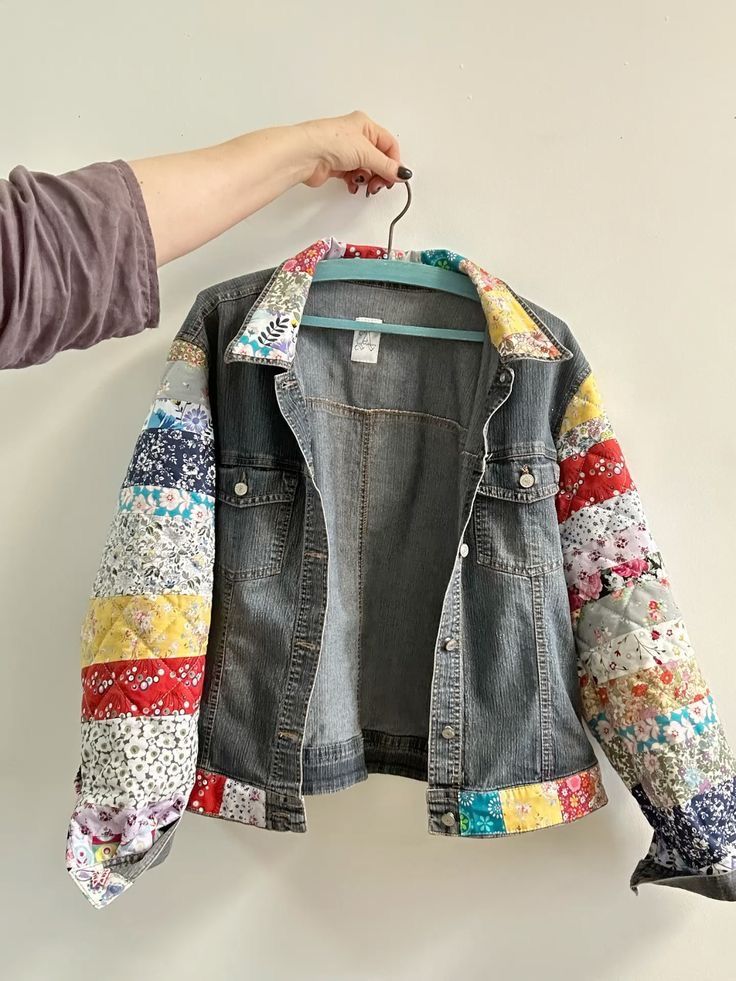 Kurtka jeansowa upcyklingowa Patchwork