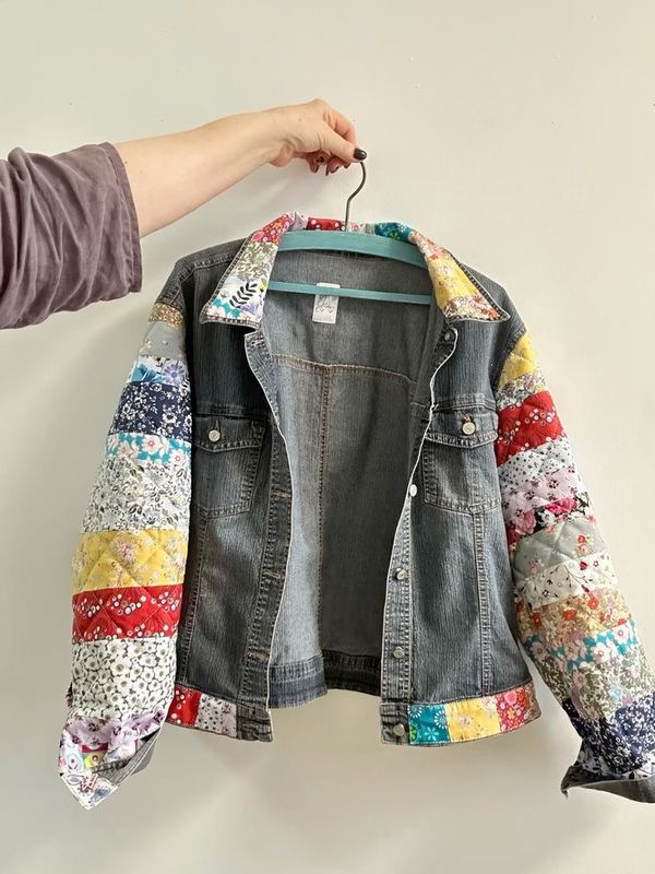 Kurtka jeansowa upcyklingowa Patchwork