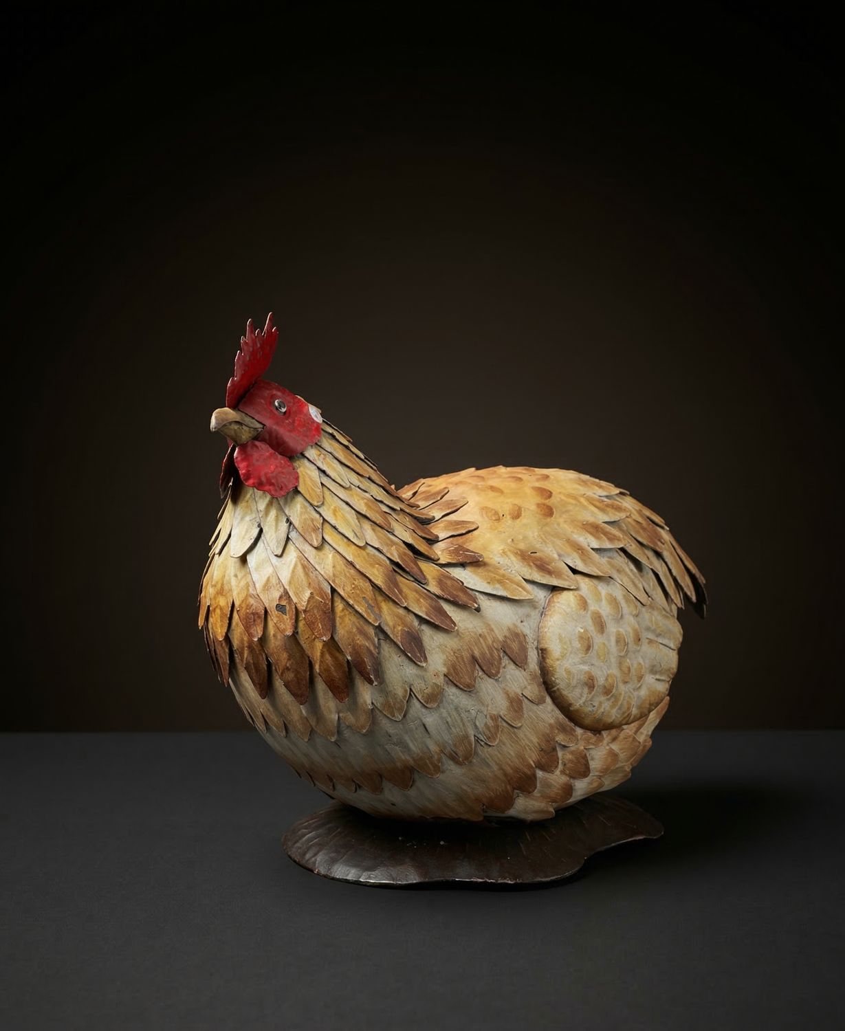 🐓🌾Grote Vintage Metalen Kip