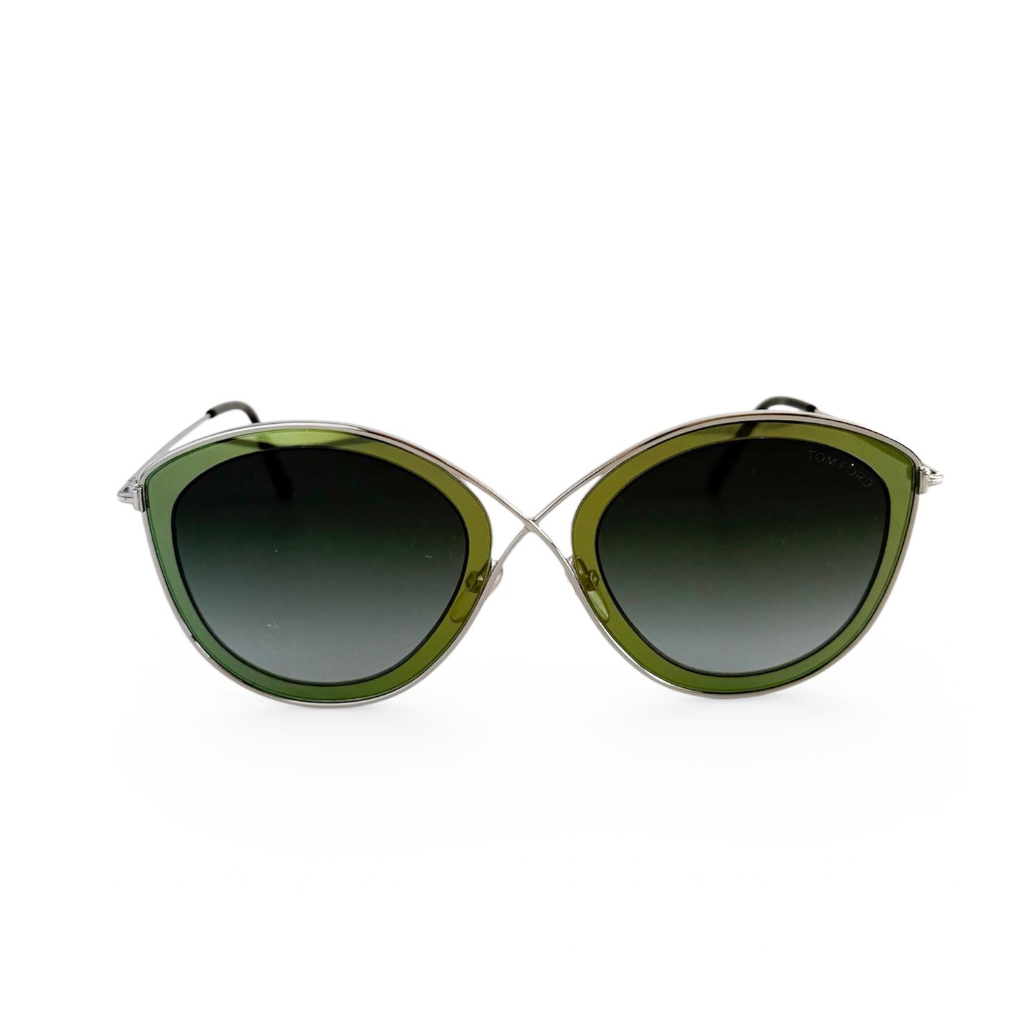 TOM FORD SASCHA GOLD GREEN CAT EYE SUNGLASSES