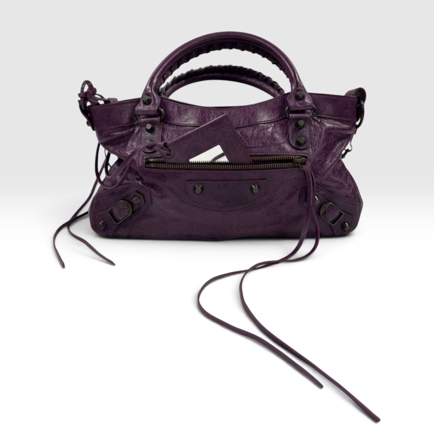 BALENCIAGA CITY MOTORCYCLE BAG PURPLE LEATHER
