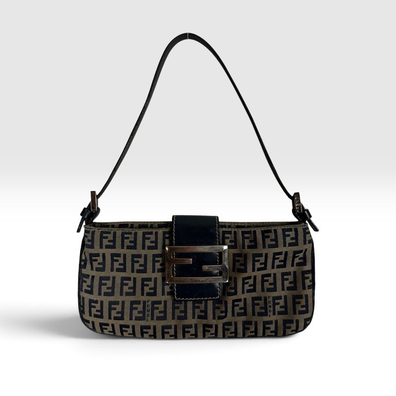 FENDI BY SILVIA VENTURINI FENDI ZUCCHINO CANVAS BAGUETTE SHOULDER BAG 2001