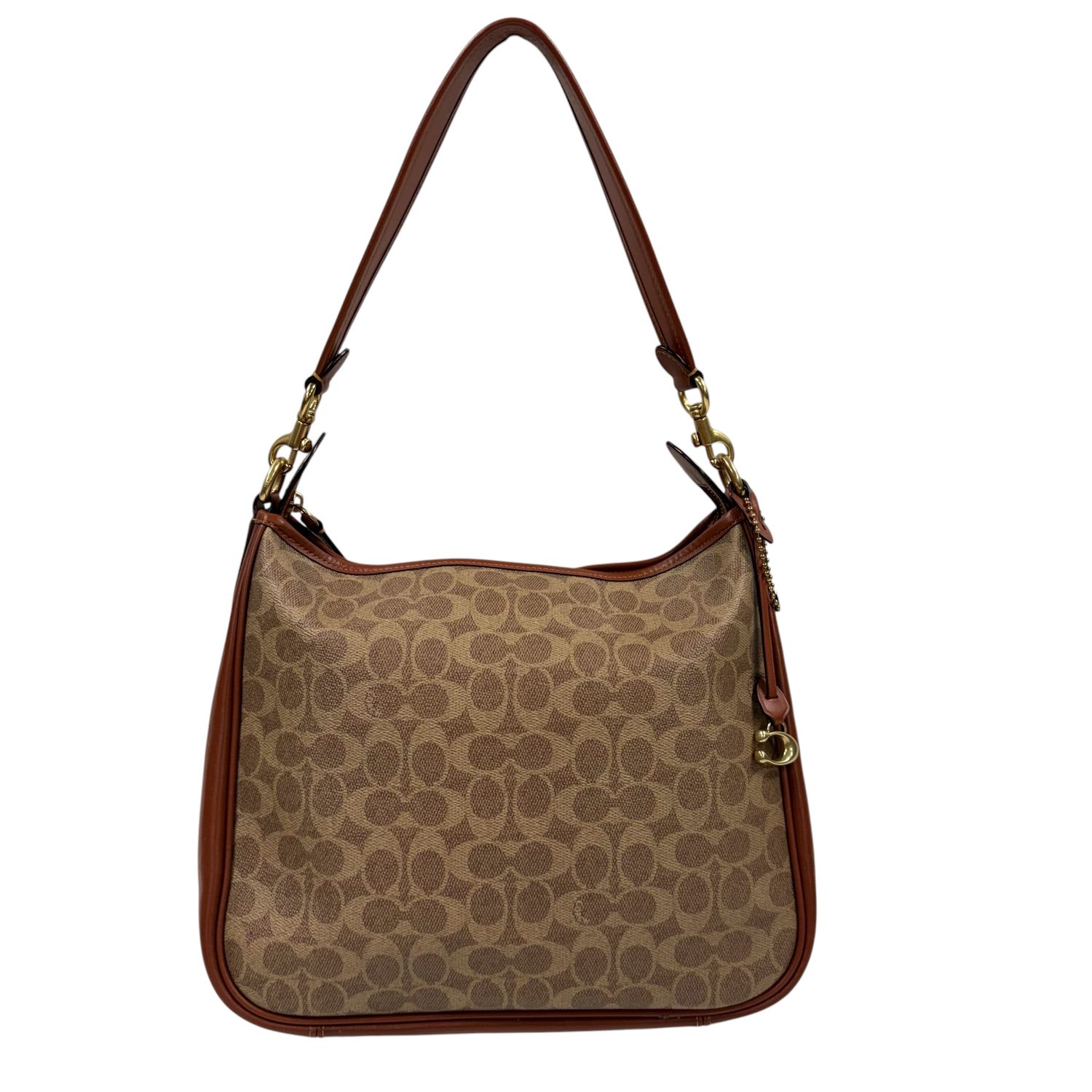 COACH SIGNATURE CANVAS HOBO SHOULDER BAG BY COACH, TAN AND BROWN