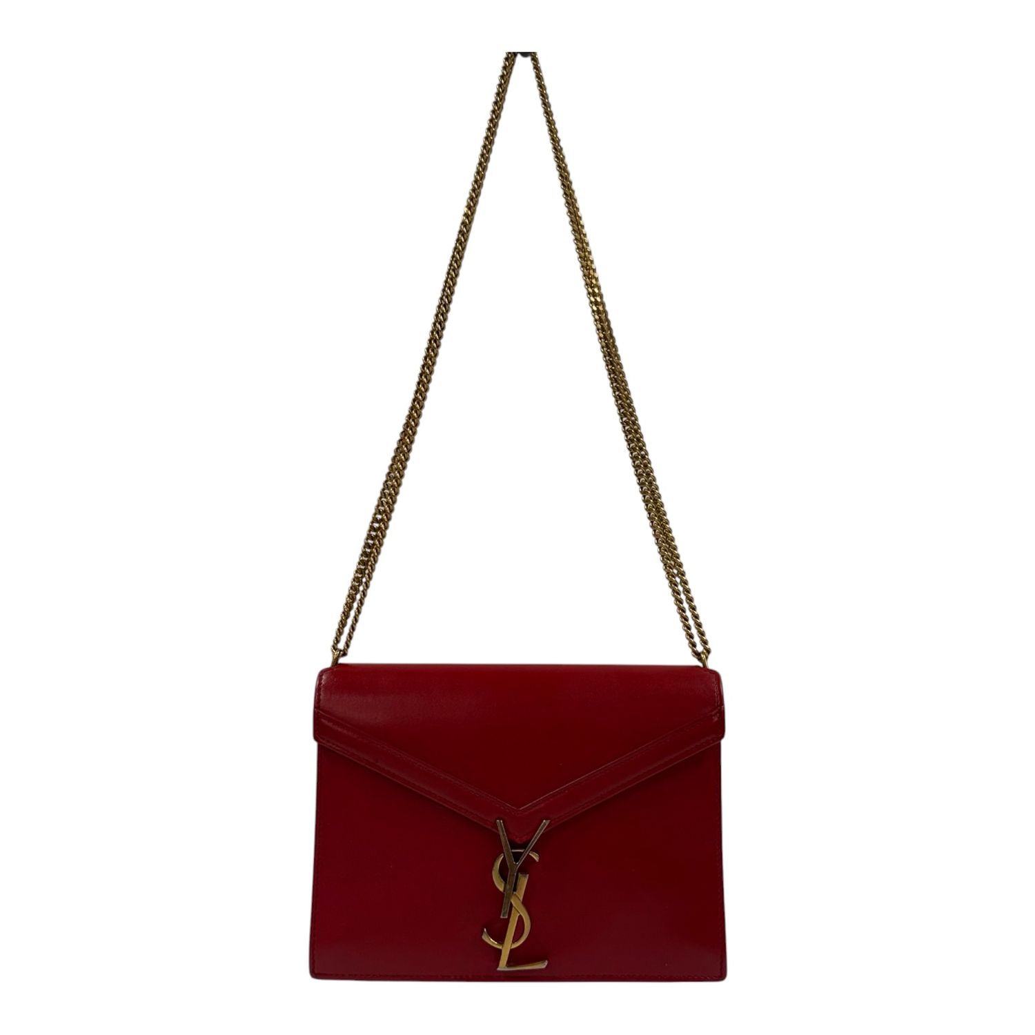 SAINT LAURENT MEDIUM CASSANDRA RED LEATHER CHAIN SHOULDER BAG BY ANTHONY VACCARELLO, 2018