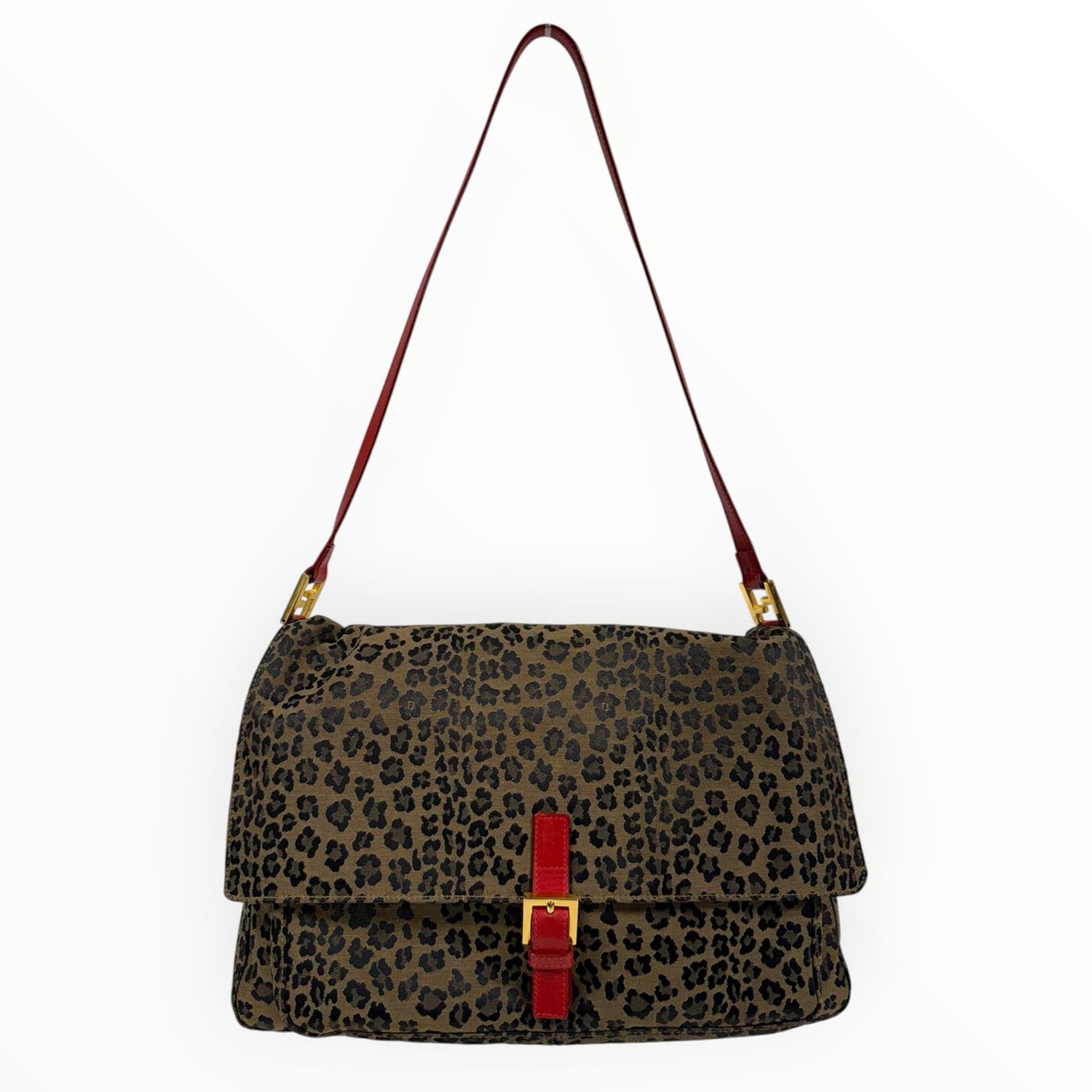 FENDI LEOPARD PRINT SHOULDER BAGUETTE XL BAG