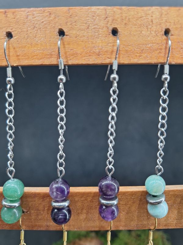 Boucle d'oreilles Améthyste 8mm  pierre naturel