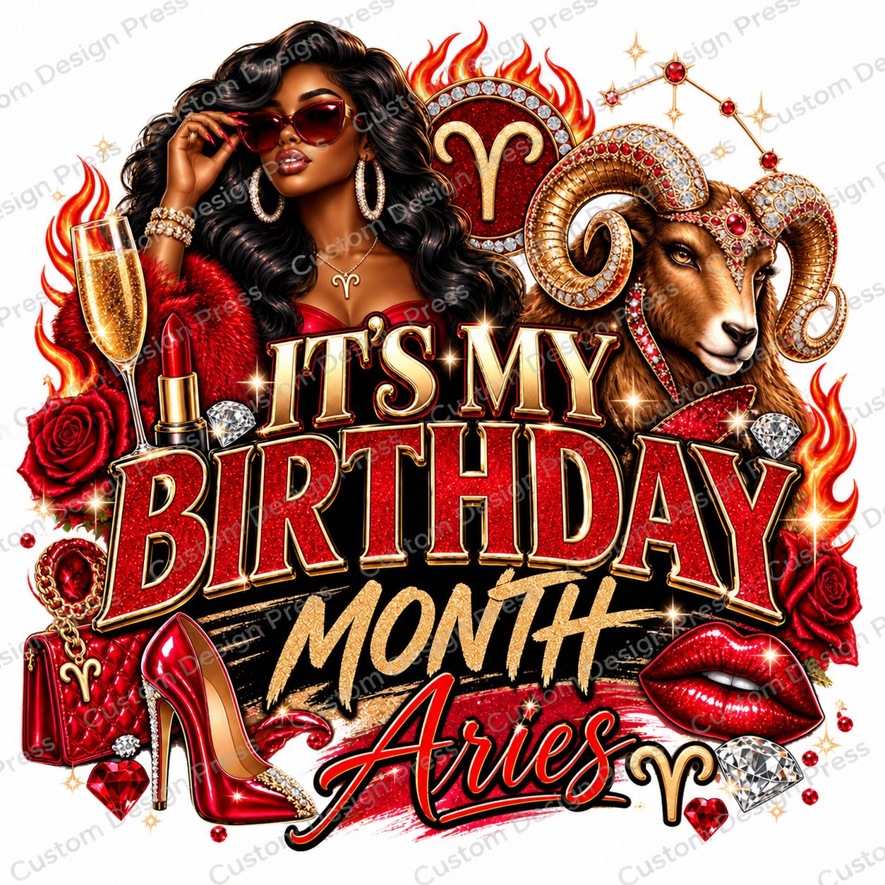It’s My Birthday Month Aries PNG – Digital Download