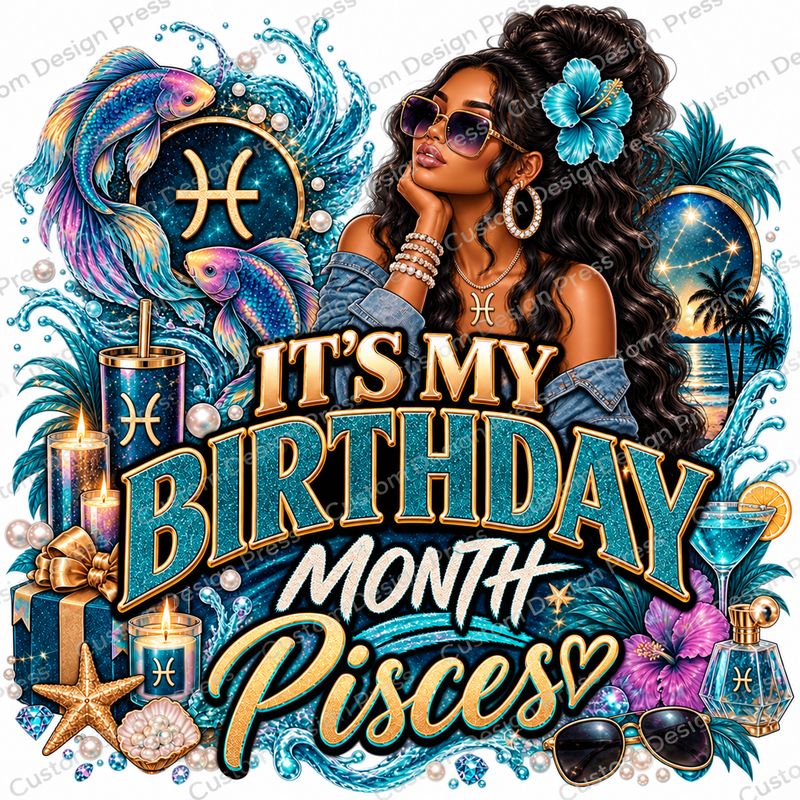 It’s My Birthday Month Pisces PNG – Digital Download