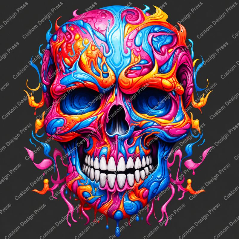 Neon Flame Skull PNG – Digital Download
