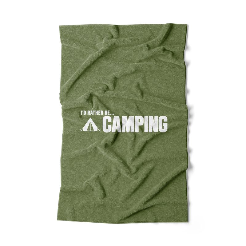 I'd rather be camping moss green hand towel I'd rather be camping moss green hand towel