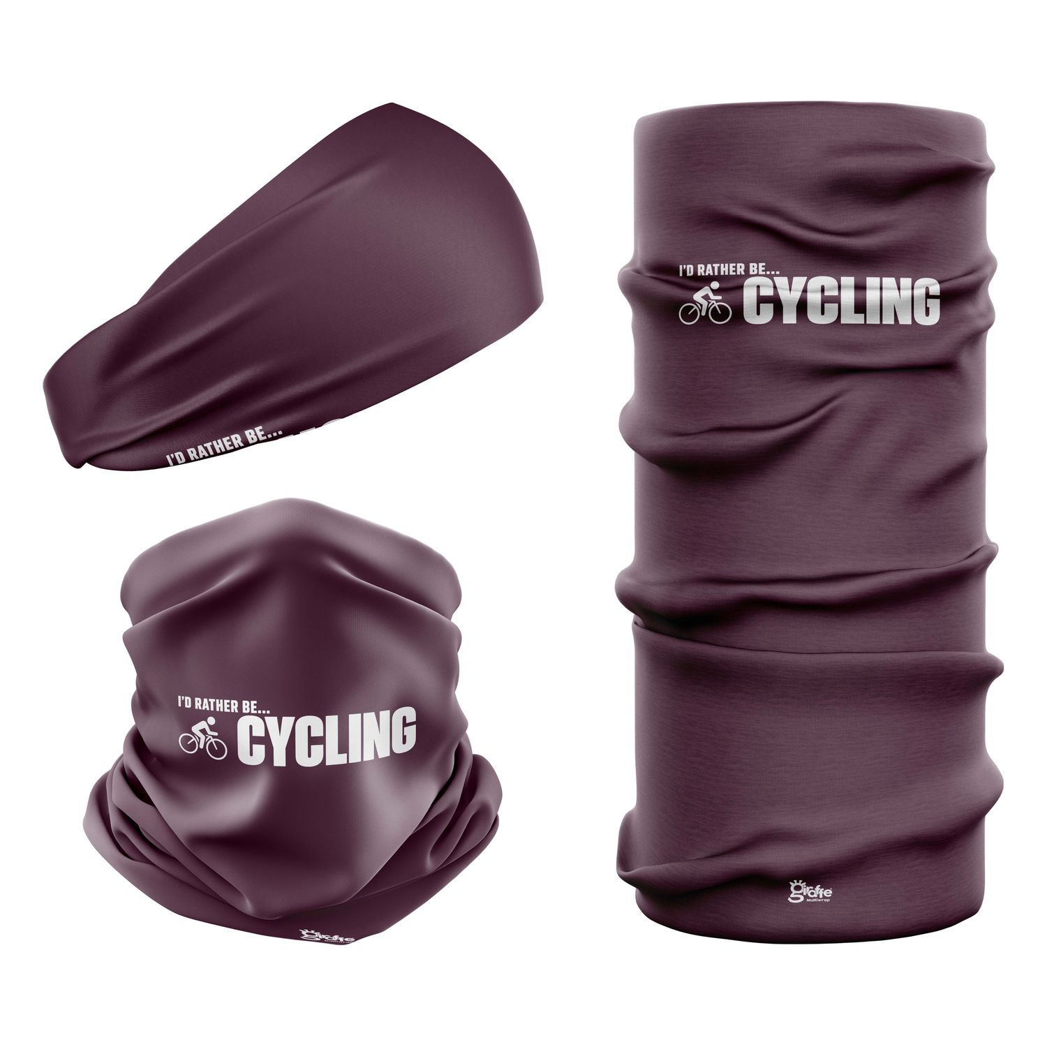I'D RATHER BE... CYCLING - Plum Snood Headwear I'D RATHER BE... CYCLING - Plum Snood Headwear