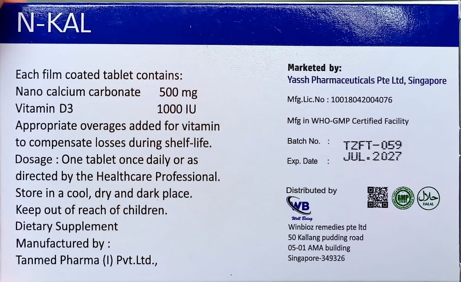 N-CALCIUM/VIT D (500MG/1000IU) (Exp Jul 2027)