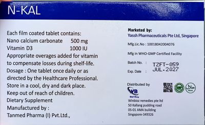 N-CALCIUM/VIT D (500MG/1000IU) (Exp Jul 2027)