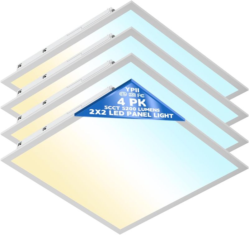 2x2 LED Flat Panel Light 5CCT Adjustable 3500K-4000K-5000K Drop Ceiling Fixture 4 Pack