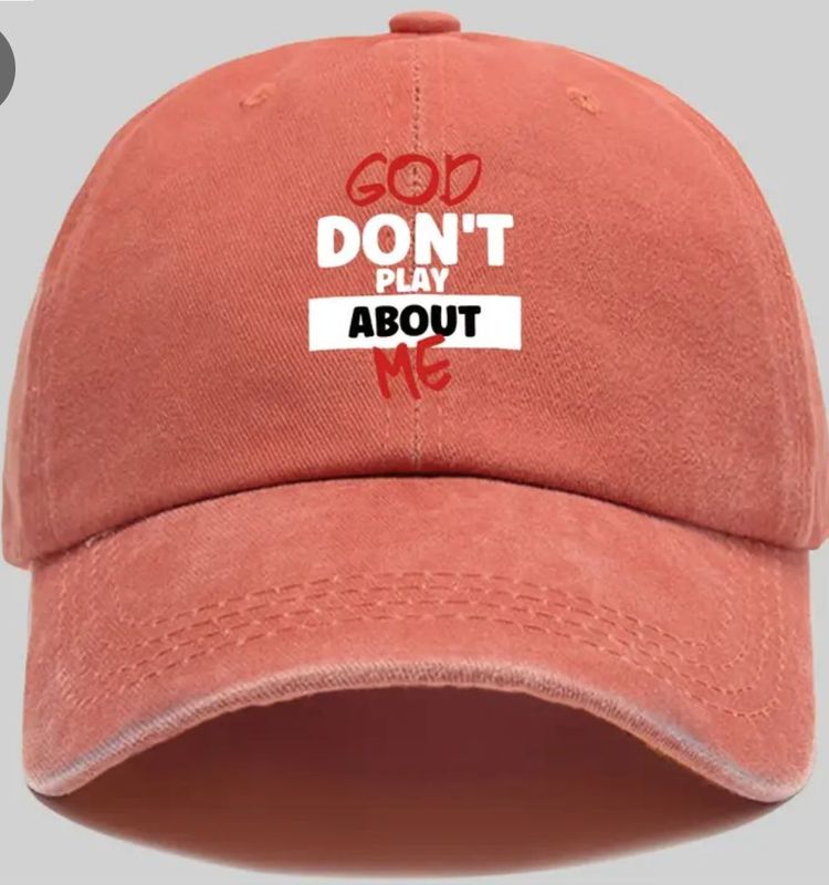 "GOD DON'T PLAY ABOUT ME" , Vintage Solid Color Curved Brim Baseball Cap