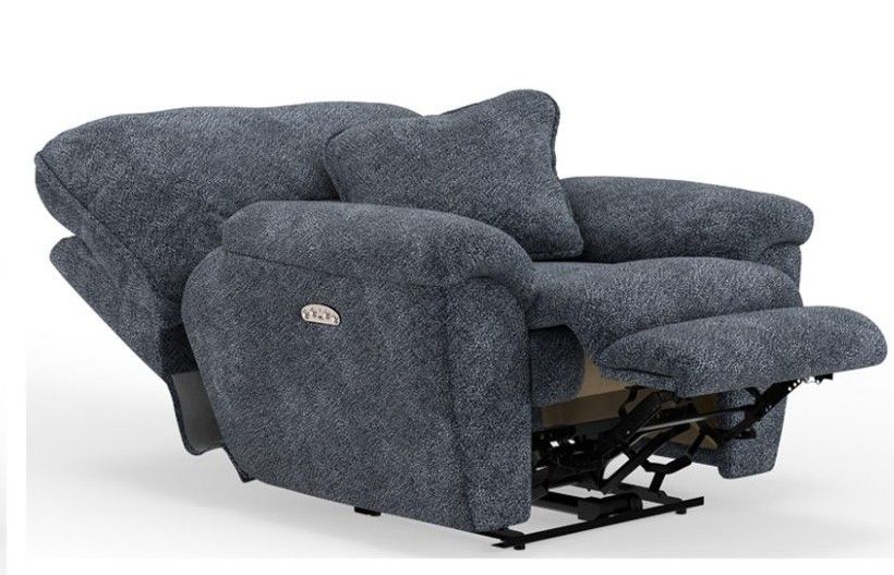 61480 Paxon Smoke 61480-7-1933-38 Power Lay Flat Recliner with Headrest