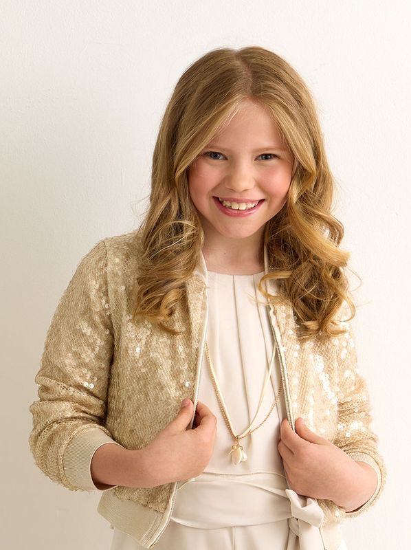Gouden paillettenvestje met rits van Diamante Blu
