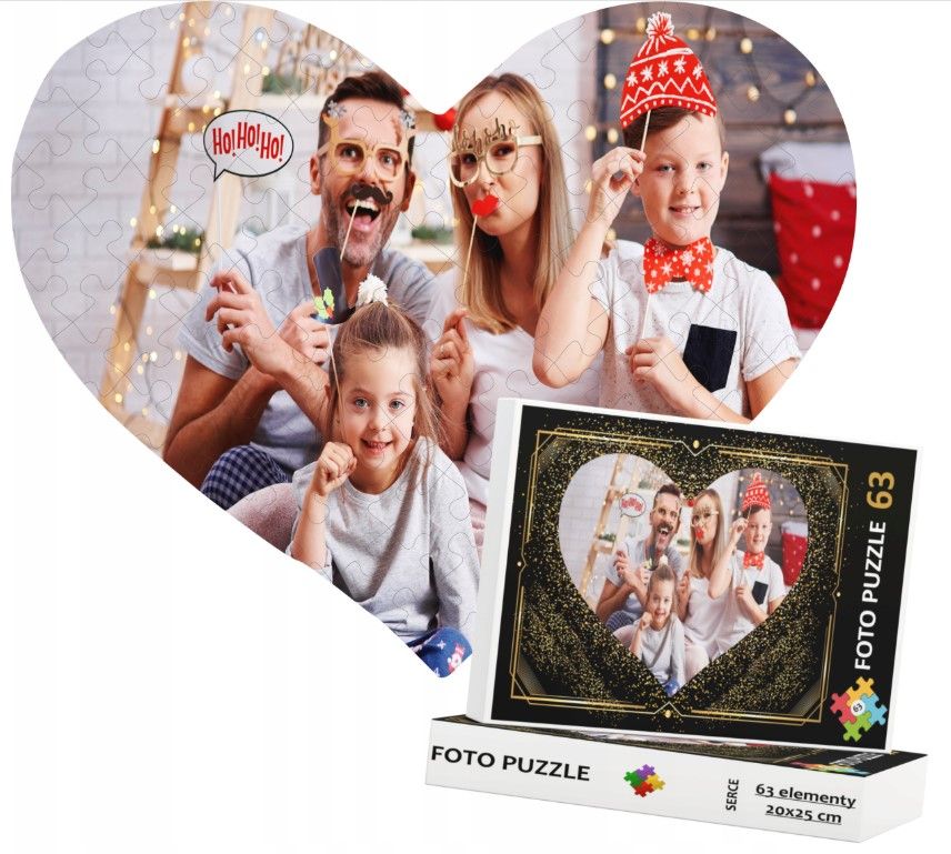 Foto Puzzle z własnym zdjęciem 63 elementy w kształcie Serca Dla Najukochańszej osoby