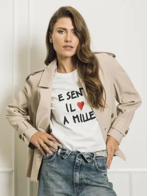 Short double-breasted duster coat