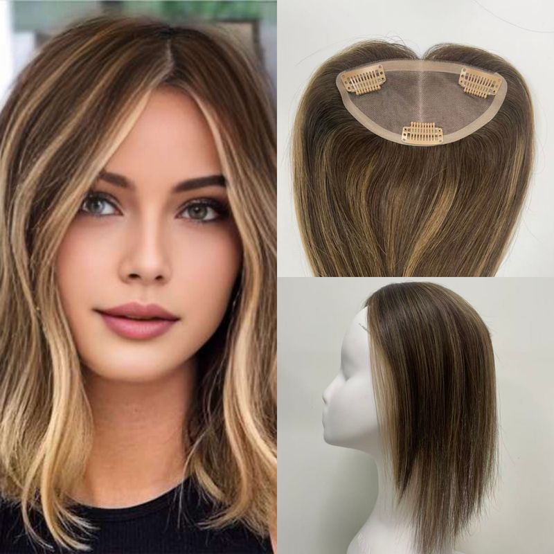M09 Mono Top 2.5*5” Straight Chinese Remy Hair Topper | Lightweight &amp;  Breathable Volumizing Product for Thinning Hair