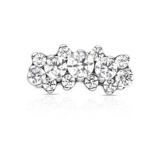 Industrial Strength Titanium Prong Set Prium #5  Threadless End - White CZ