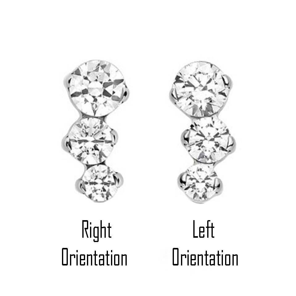 Industrial Strength Titanium Prong Set Clio Threadless End - White CZ