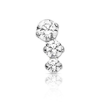 Industrial Strength Titanium Prong Set Clio Threadless End - White CZ