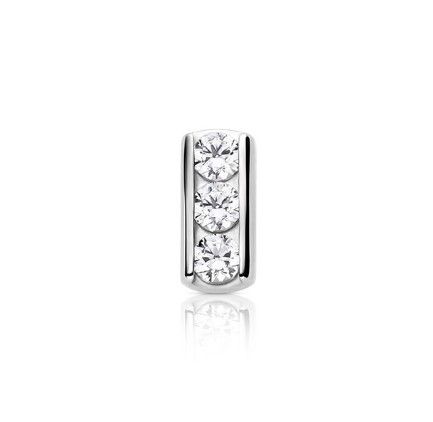 Industrial Strength Titanium Channel Set Row Of 3 Gems Threadless End - White CZ Industrial Strength Titanium Channel Set Row Of 3 Gems Threadless End - White CZ