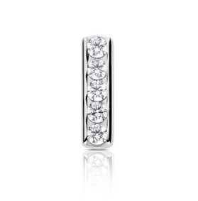 Industrial Strength Titanium Channel Set Row Of 5 Gems  Threadless End - White CZ