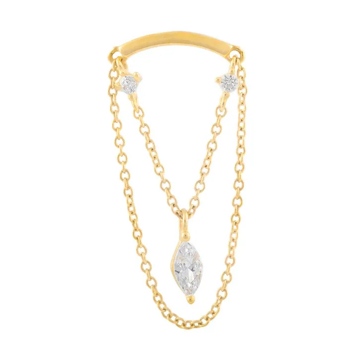 14K Yellow Gold Hidden Helix  - White CZ