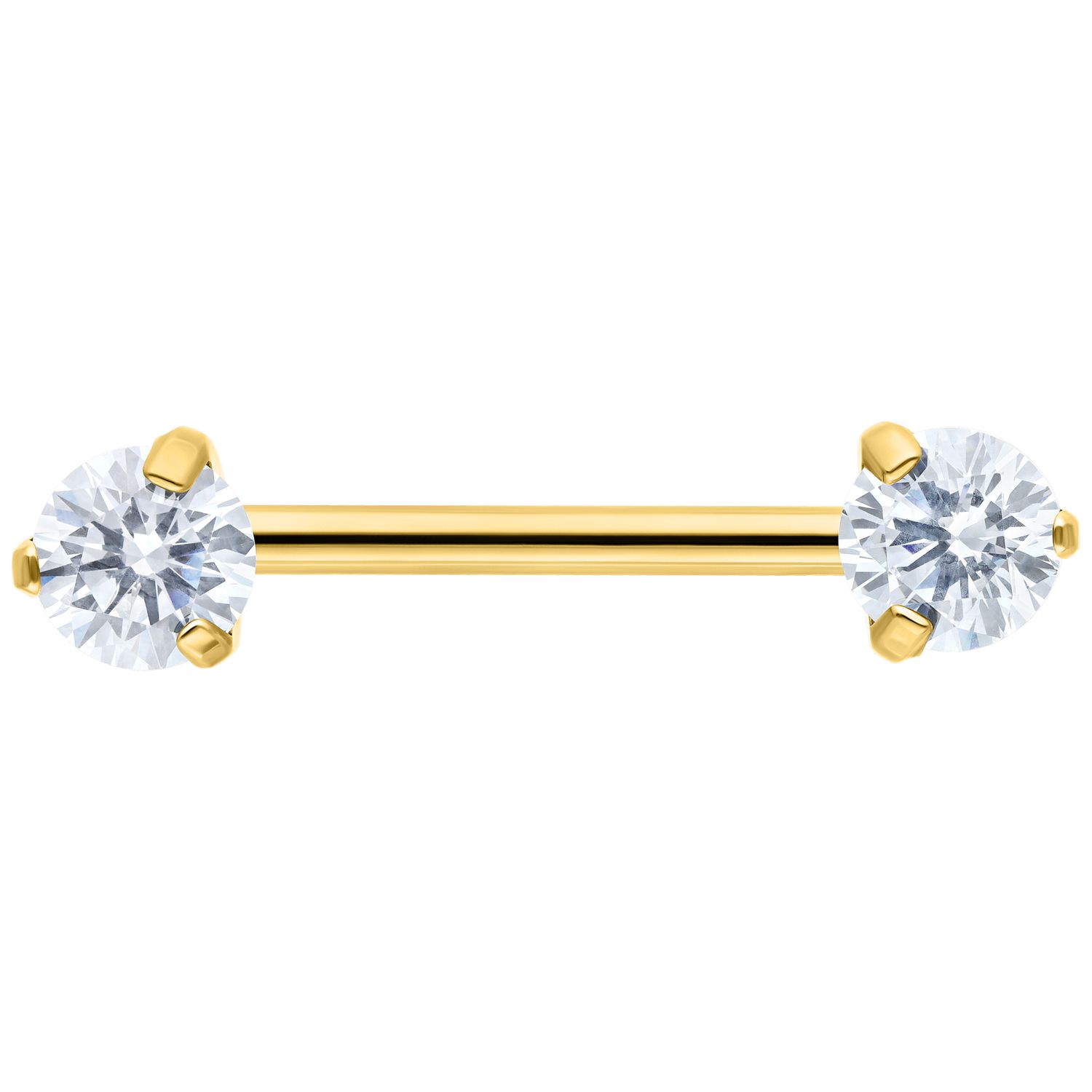 Titanium Threadless Prong Set Gem Nipple Barbell Gold PVD