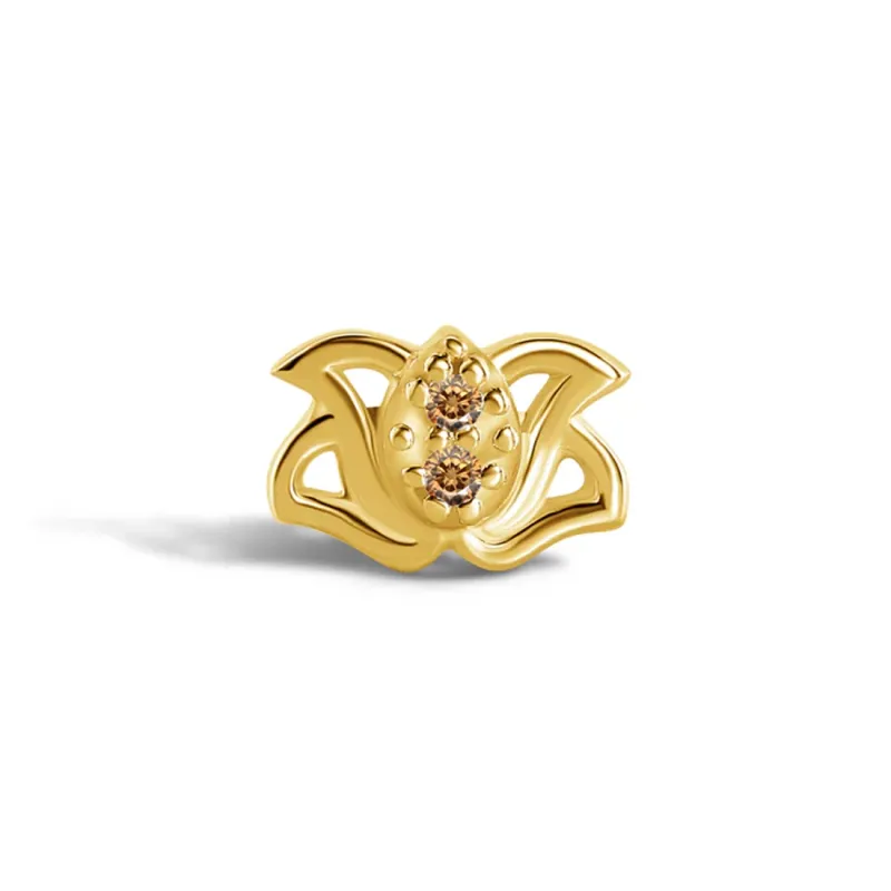 Norvoch 14K Solid Gold 1/1.2 mm Threaded Mei - Champagne CZ
