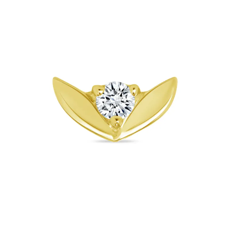 Norvoch 14K Solid Gold Threadless Tulip - White CZ