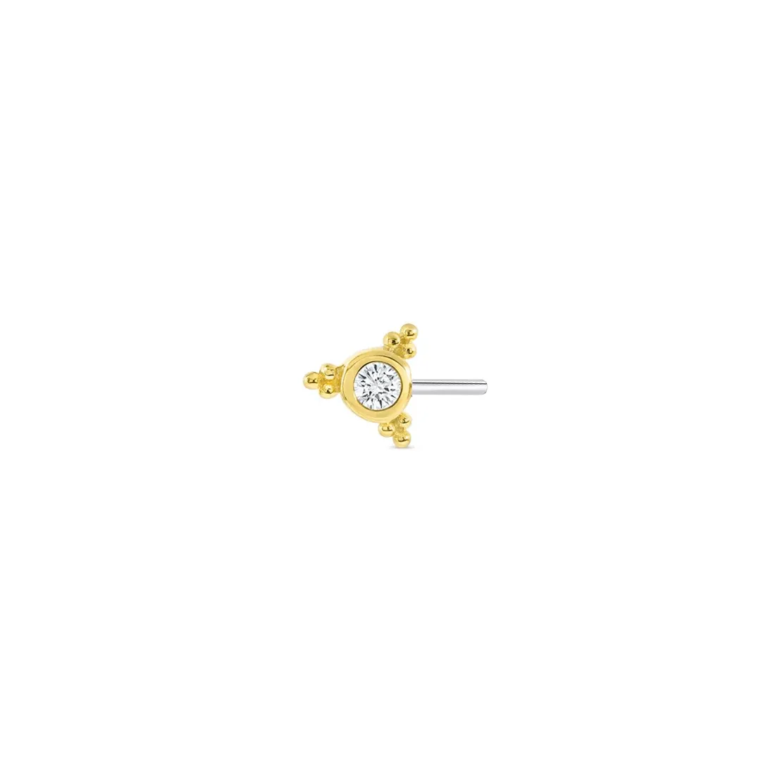 Norvoch 14K Solid Gold Threadless Dalma Side Pin - White CZ Norvoch 14K Solid Gold Threadless Dalma Side Pin - White CZ