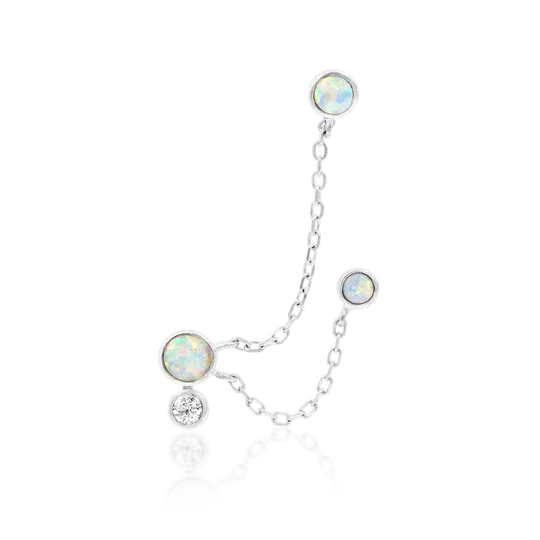 Junipurr 14K Solid White Gold Threadless Mei Triple Pin