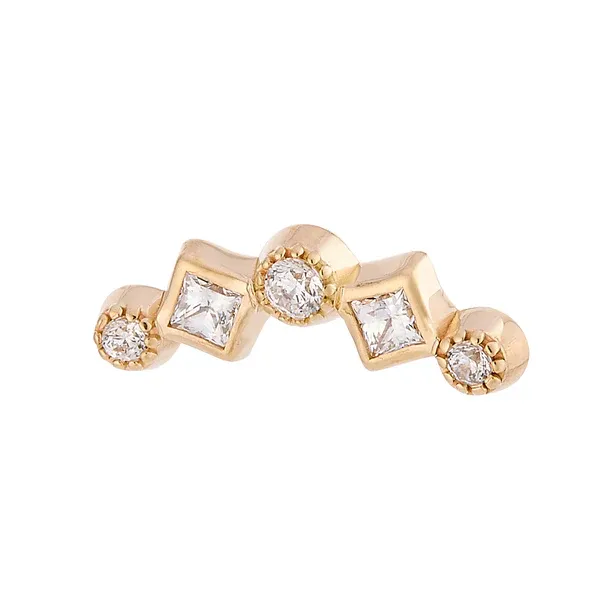 Body Gems 14K Solid Yellow Gold Threaded Circle Gets the Square
