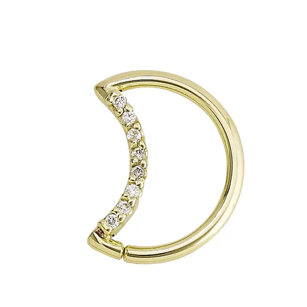 Body Gems 14K Solid Yellow Gold Seam Ring Lunear 4 - White CZ