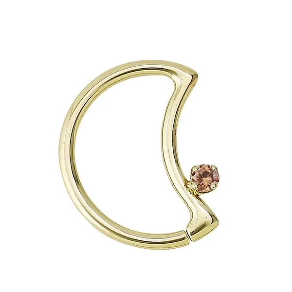 Body Gems 14K Solid Yellow Gold Seam Ring Lunear 2 - Champagne CZ