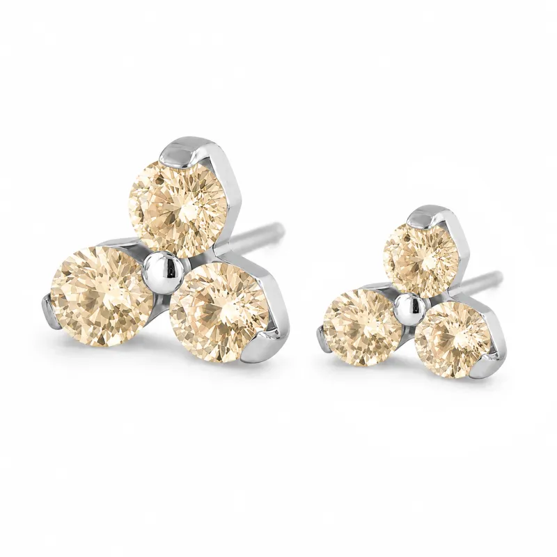 Neometal Threadless Trinity -  Champagne CZ