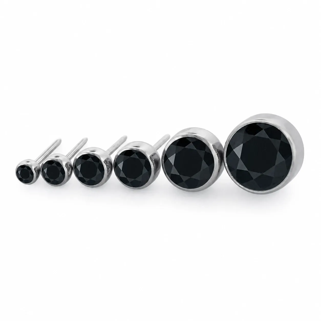 Neometal Threadless Bezel Set Facetted Gem - Black CZ Neometal Threadless Bezel Set Facetted Gem - Black CZ