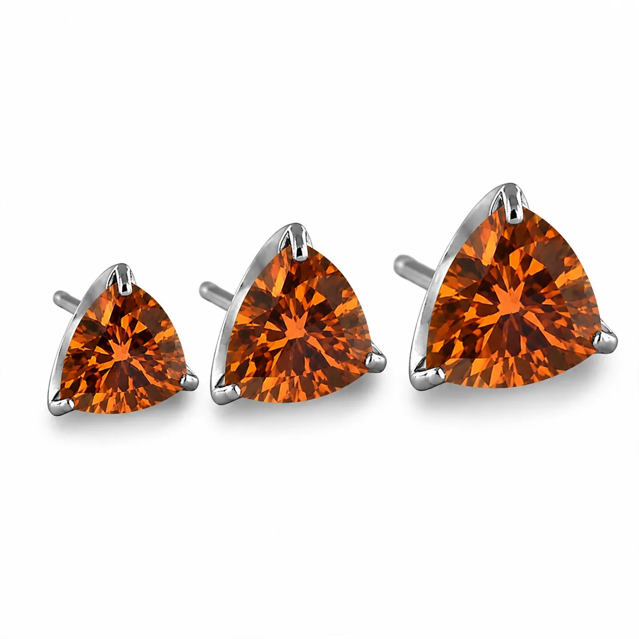 Neometal Threadless Trillion Prong Set Facetted Gem - Caramel CZ