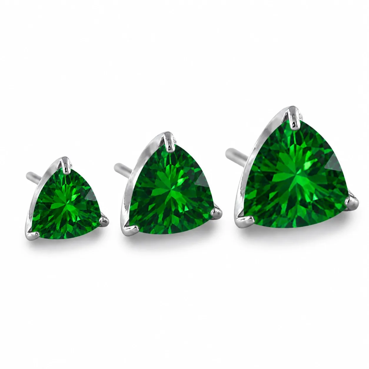 Neometal Threadless Trillion Prong Set Facetted Gem - Emerald CZ