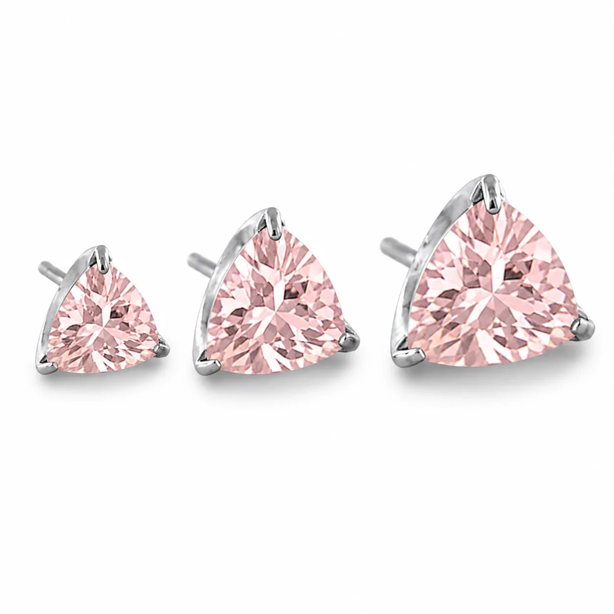Neometal Threadless Trillion Prong Set Facetted Gem - Morganite CZ Neometal Threadless Trillion Prong Set Facetted Gem - Morganite CZ