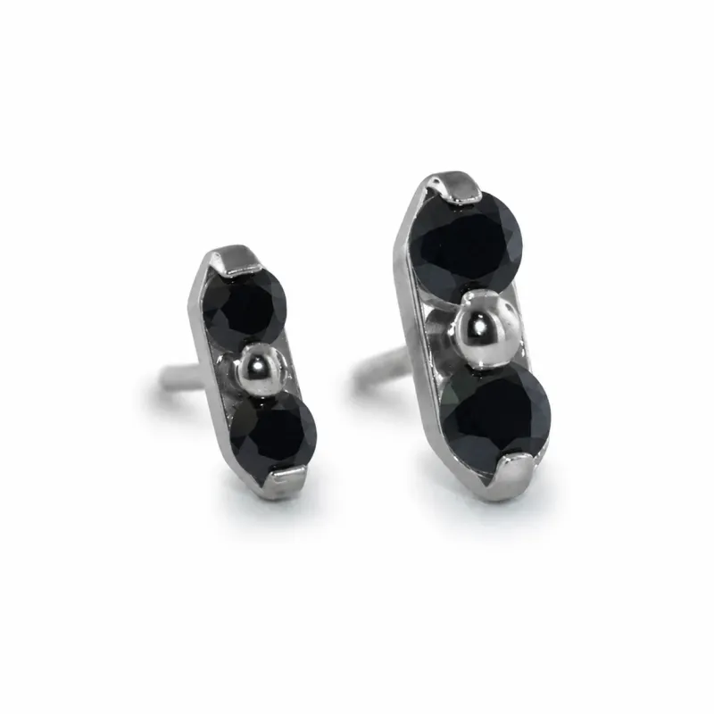 Neometal Threadless Duet -  Black CZ