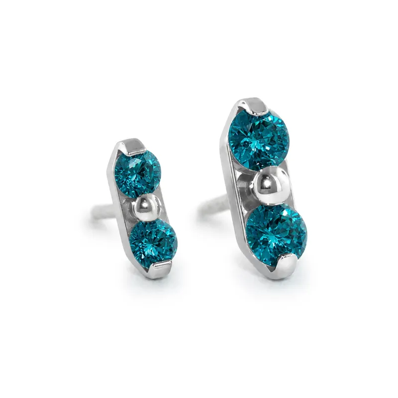 Neometal Threadless Duet -  London Blue CZ