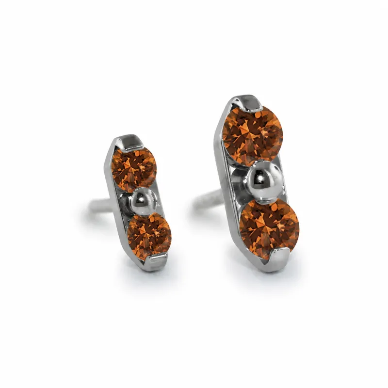 Neometal Threadless Duet -  Caramel CZ