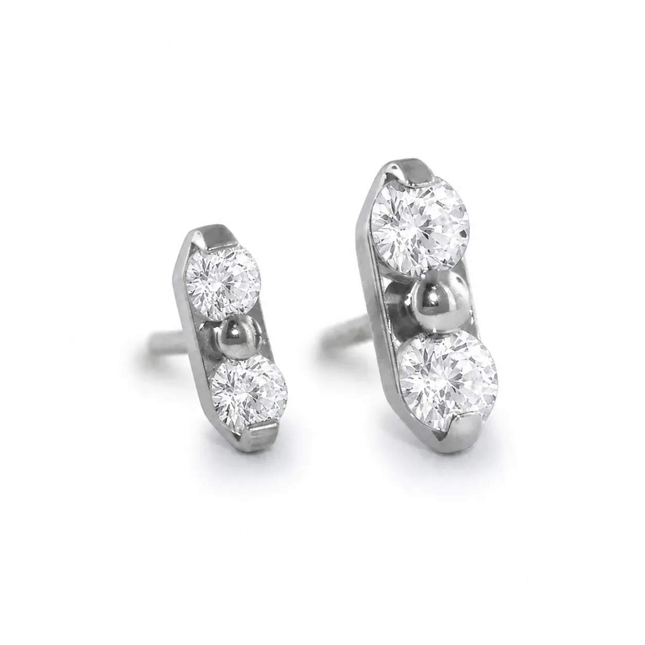Neometal Threadless Duet -  White CZ