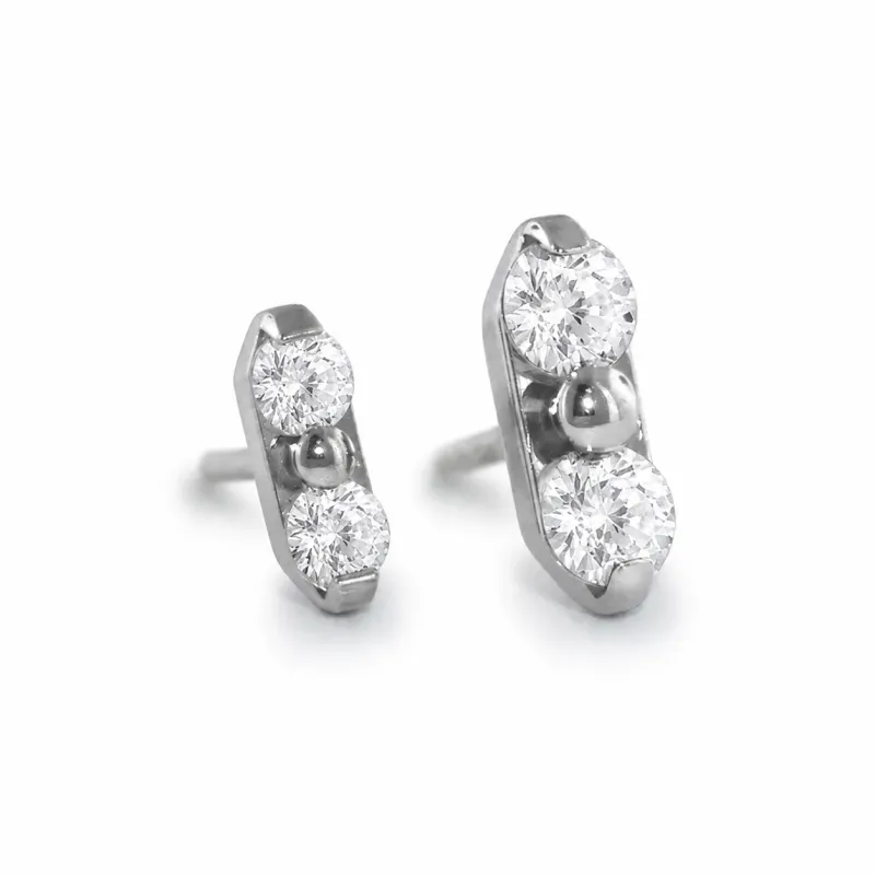 Neometal Threadless Duet -  White CZ